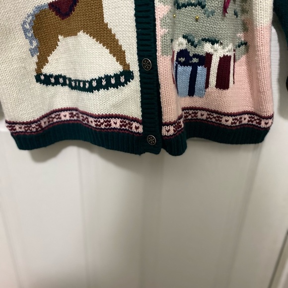 Karen Scott Women's Holiday Cardigan - Green, Pink, Cream Size 2X - Picture 9 of 10